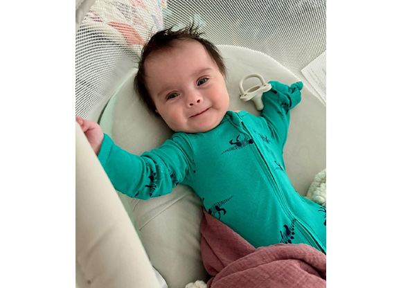 Baby Grace after going home from her hospital stay at CHRISTUS Children's